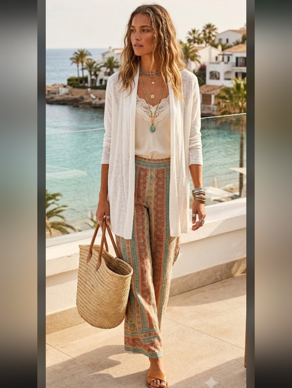 Rachel Zoe 100% Linen Cardigan Sweater S White Resort Boho Coastal